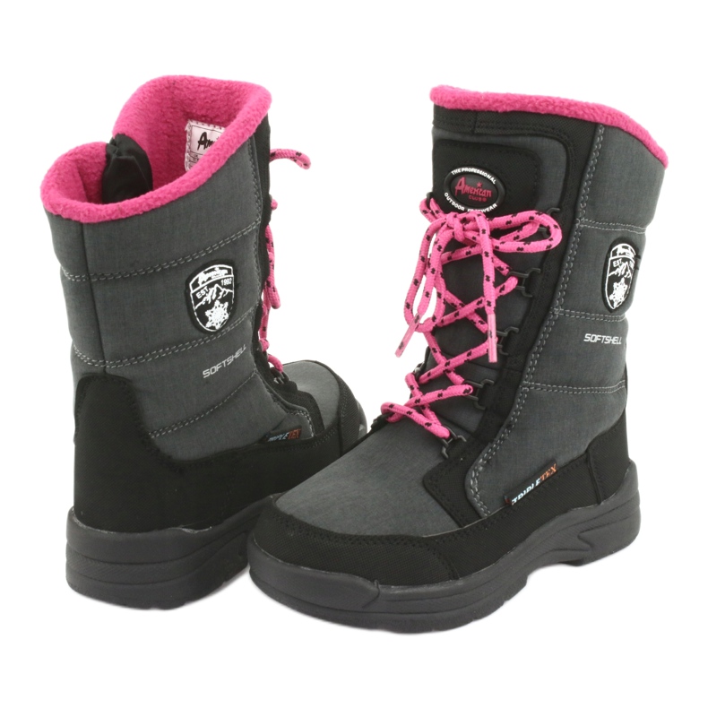 Bottes de neige avec membrane American club SN13 grise noir rose 4