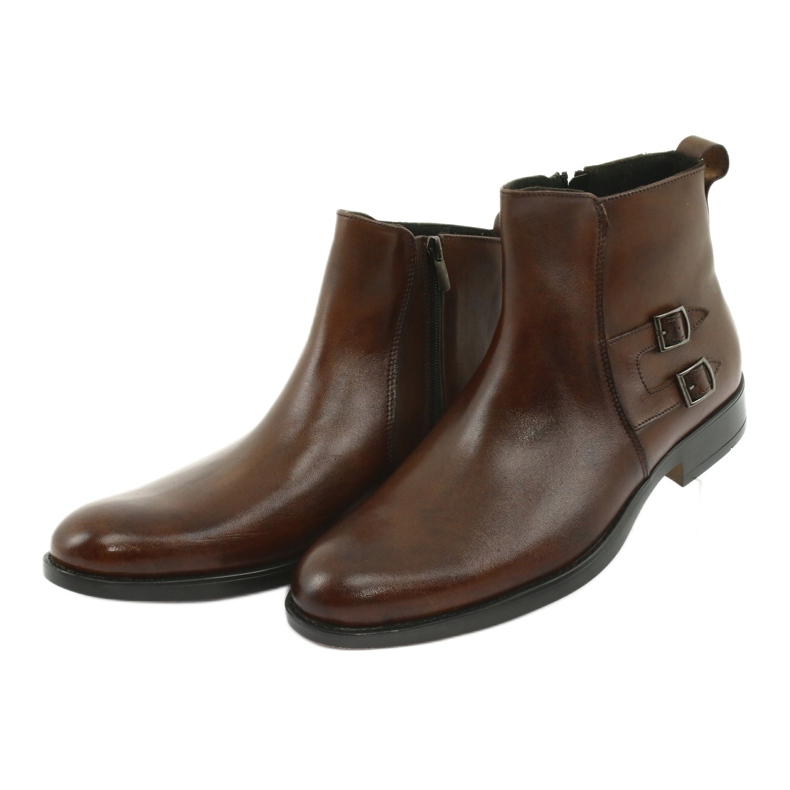 Moskała Bottines en cuir mosaïque brun 3