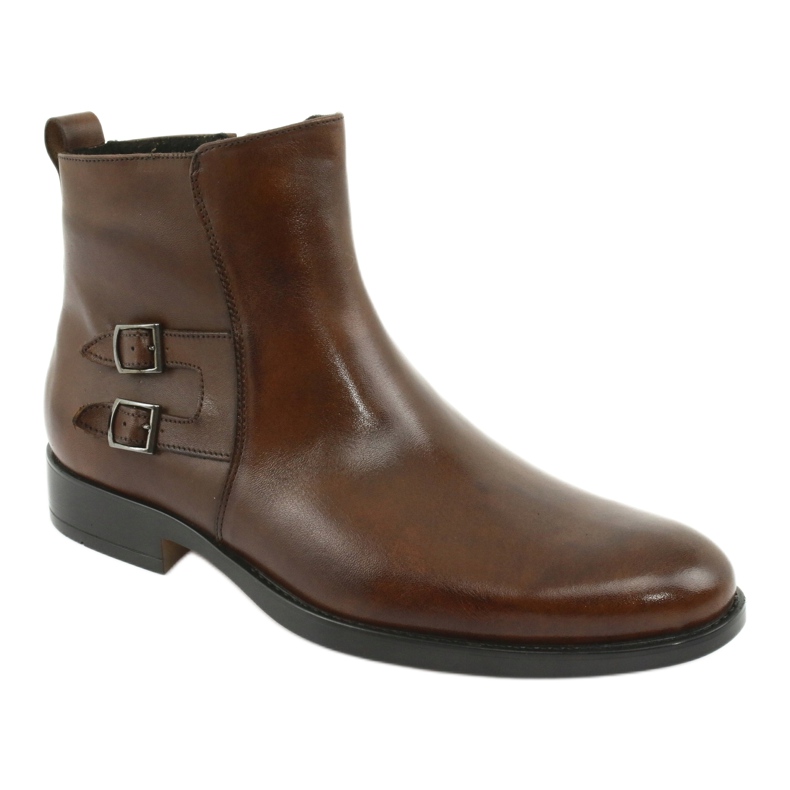 Moskała Bottines en cuir mosaïque brun 1