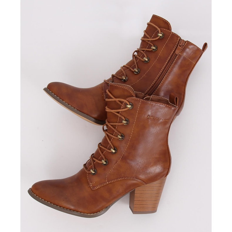 Bottines à lacets camel 3698 Camel brun 1