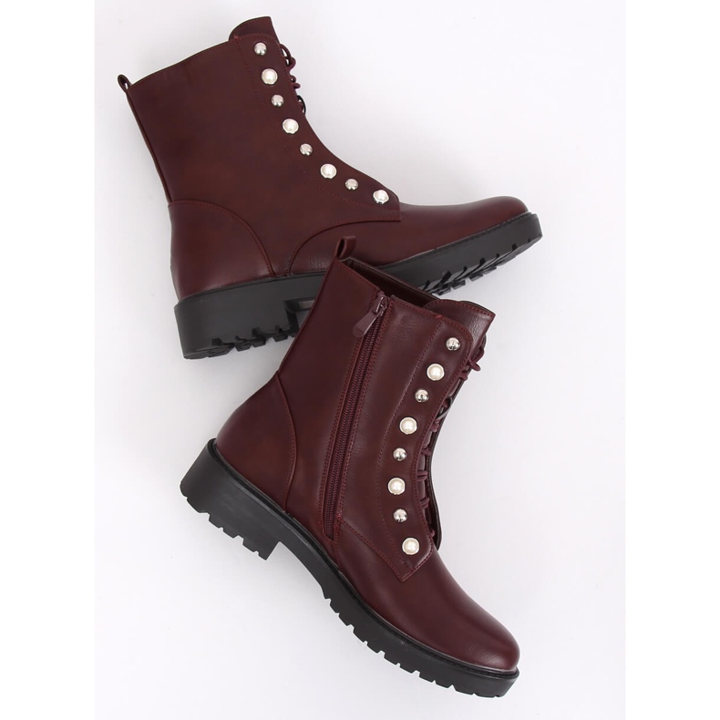 Bottines à lacets BH123-KB Vin rouge 1