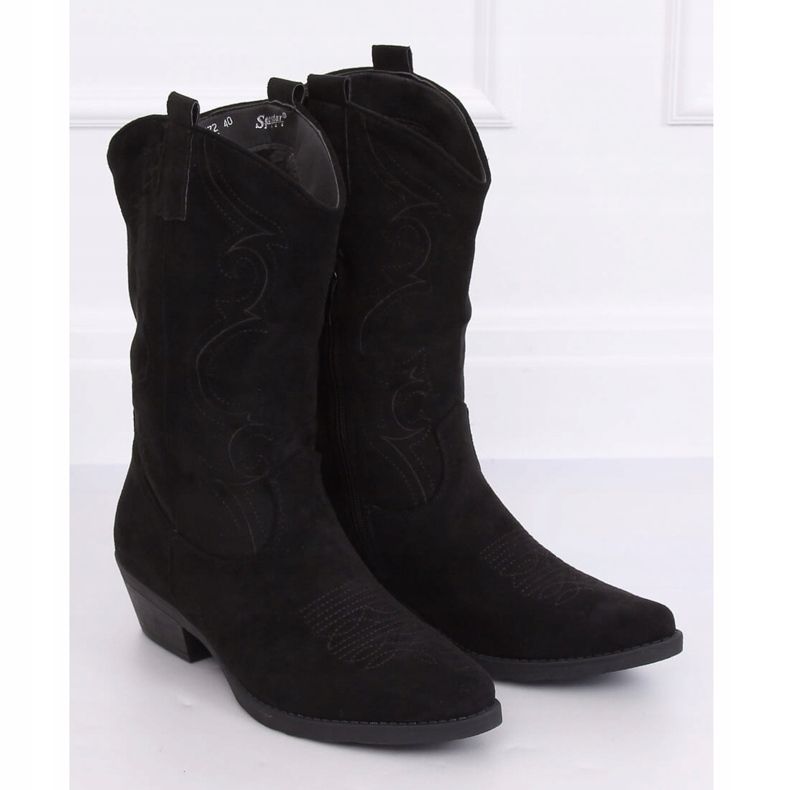 Bottes de cowboy noires pour femmes NC972 Noir le noir 1 Bottes de cowboy noires pour femmes NC972 Noir le noir 1