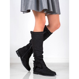 Forever Folie Bottes Avec Noeud noir 1