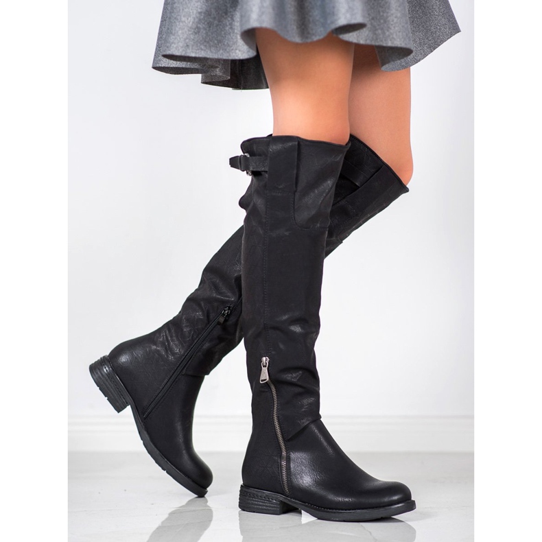 Forever Folie Bottes en cuir écologique le noir 1