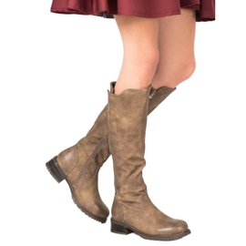 Super Me Bottes en cuir écologique brun 1 Super Me Bottes en cuir écologique brun 1