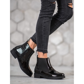 SHELOVET Bottines laquées imprimé serpent noir 1