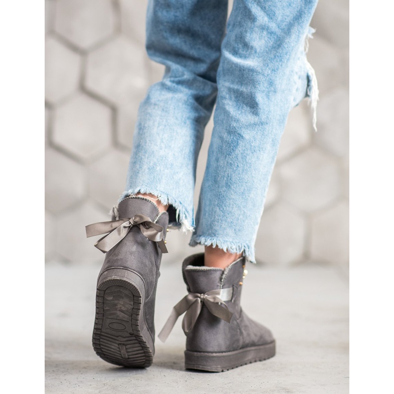 SHELOVET Mukluki avec des perles gris 1