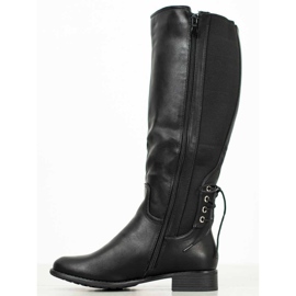 SHELOVET Bottes en cuir écologique noir 1