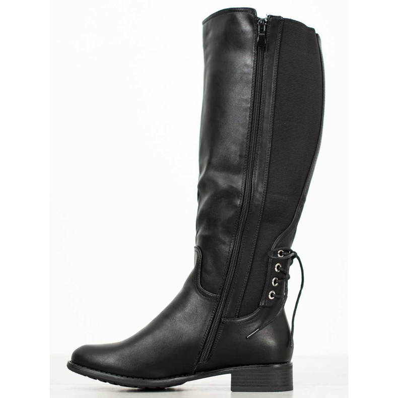 SHELOVET Bottes en cuir écologique noir 1