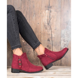 Small Swan Bottines en daim rouge 1
