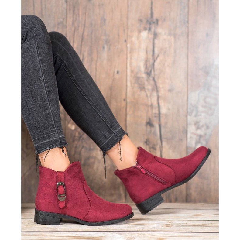 Small Swan Bottines en daim rouge 1