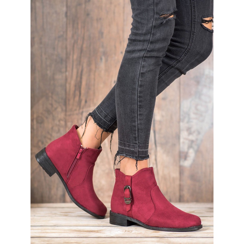 Small Swan Bottines en daim rouge 2