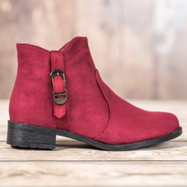 Small Swan Bottines en daim rouge 4