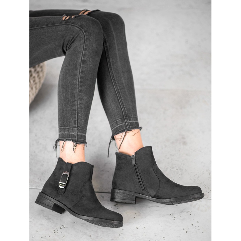 Small Swan Bottines en daim noir le noir 2