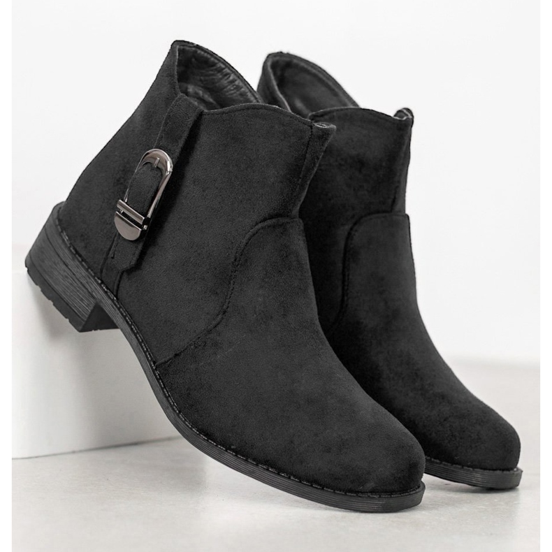 Small Swan Bottines en daim noir le noir 1