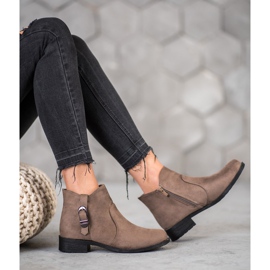 Small Swan Bottines en daim beige 4