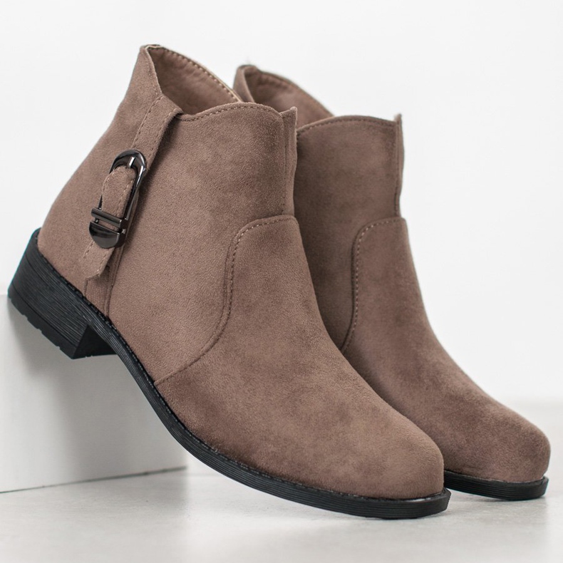 Small Swan Bottines en daim beige 1