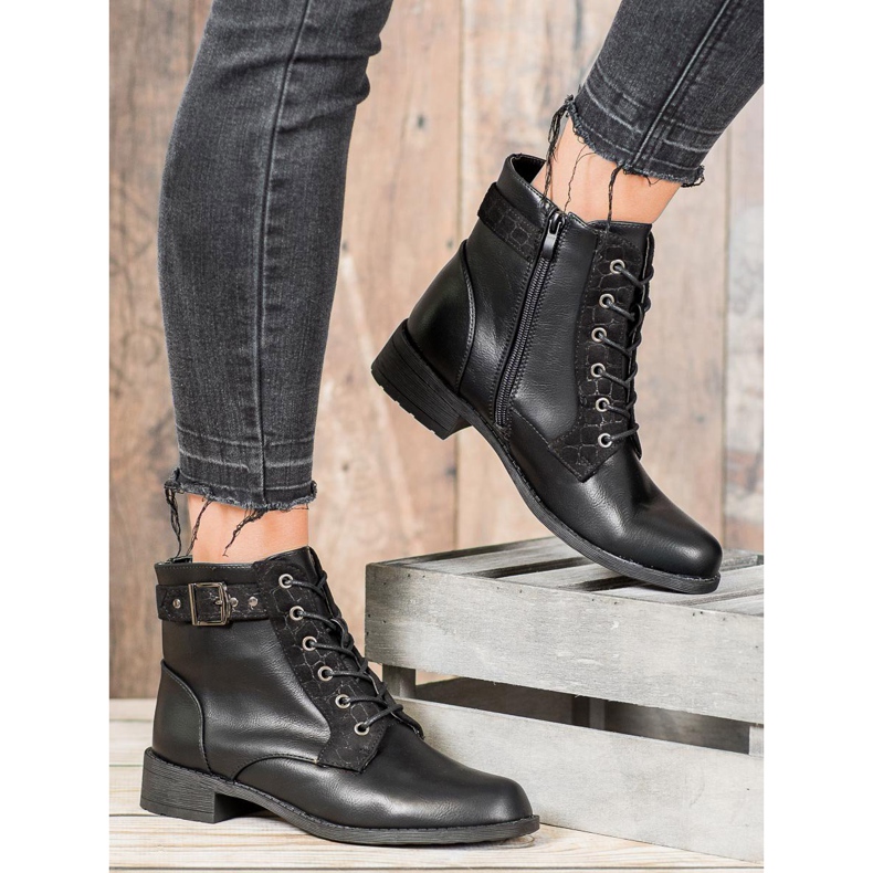 Small Swan Bottines à lacets classiques le noir 2