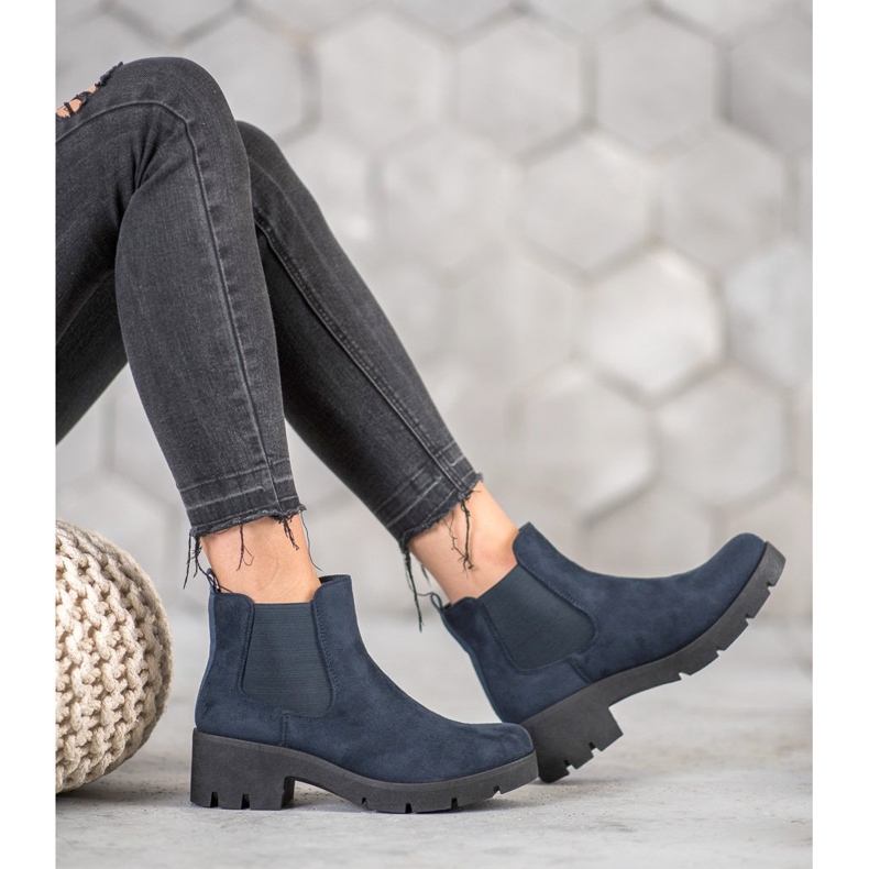 SHELOVET Bottines Chelsea sur la plateforme bleu 1