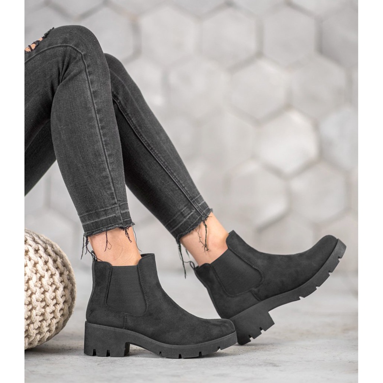 SHELOVET Bottines Chelsea sur la plateforme le noir 1