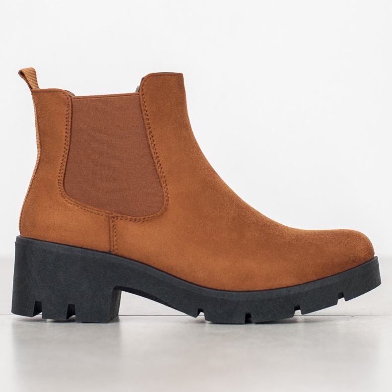 SHELOVET Bottines Chelsea sur la plateforme brun 1