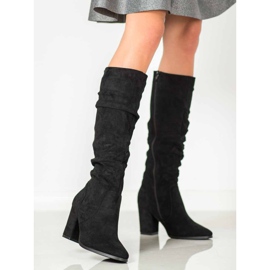 SHELOVET Bottines à talons en daim le noir 3