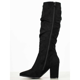 SHELOVET Bottines à talons en daim noir 2