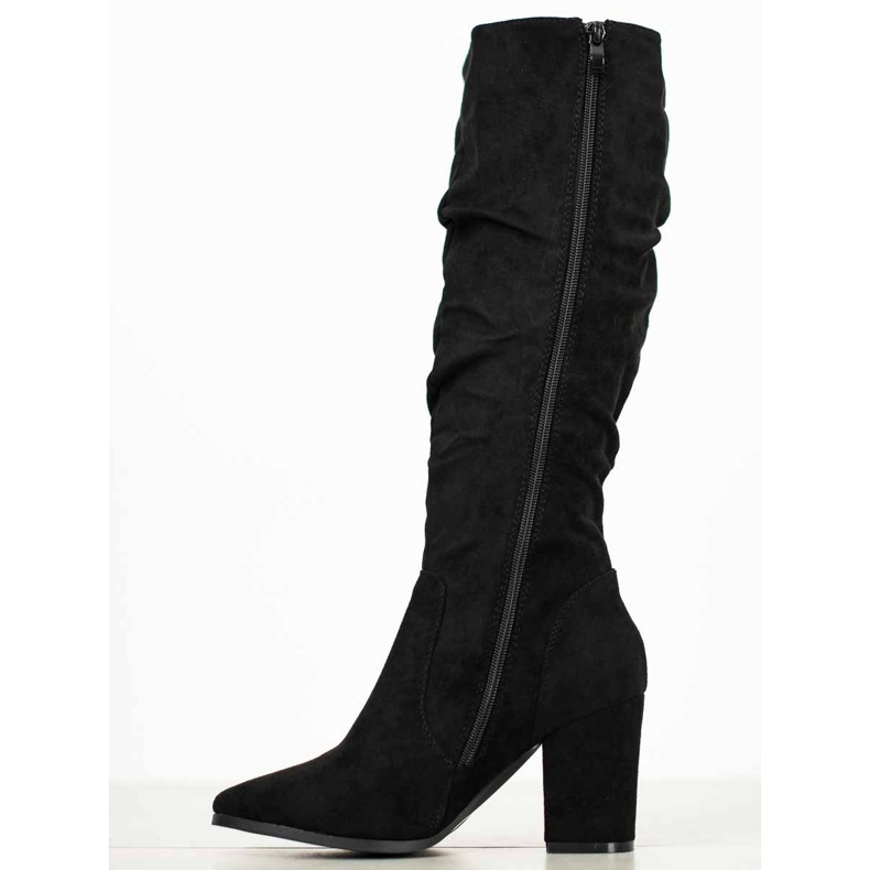 SHELOVET Bottines à talons en daim noir 2