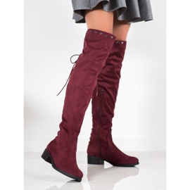 SHELOVET Bottes en daim avec reliure rouge 3