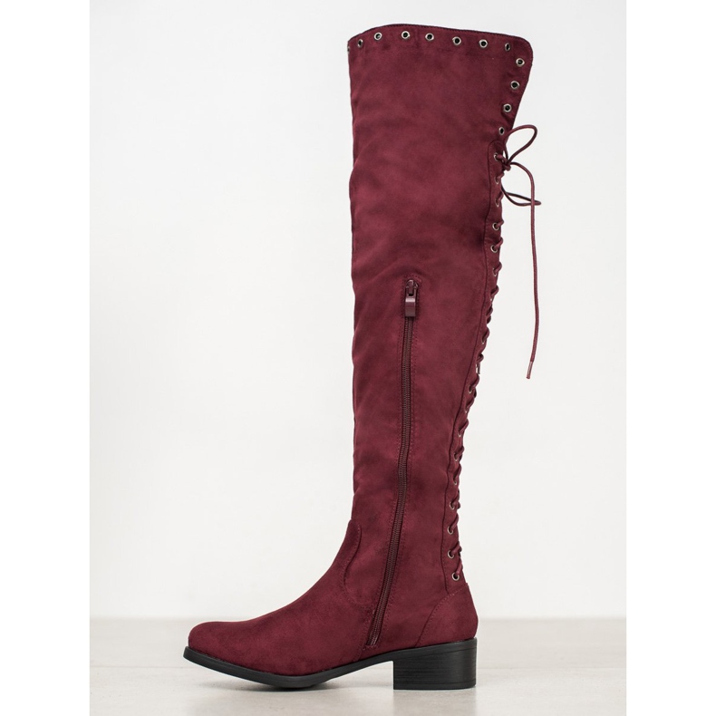 SHELOVET Bottes en daim avec reliure rouge 1
