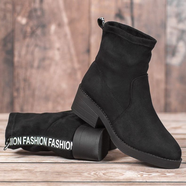 SHELOVET Bottes à enfiler à la mode le noir 1