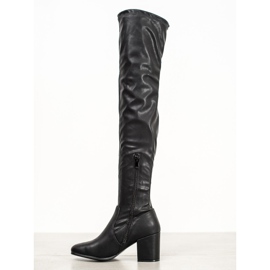 SHELOVET Cuissardes en cuir écologique le noir 1