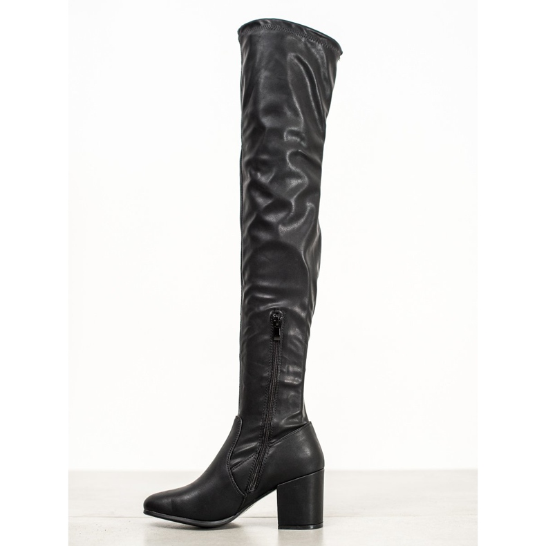 SHELOVET Cuissardes en cuir écologique le noir 1