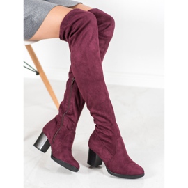 SHELOVET Cuissardes en daim rouge 1