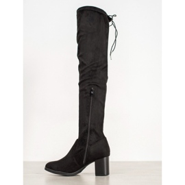SHELOVET Cuissardes en daim le noir 4