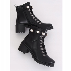 Bottines noires à lacets talons hauts DA25 Noir le noir 1