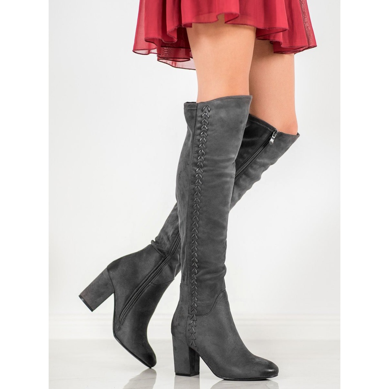 S. BARSKI Bottines en daim à motifs gris 1