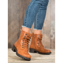 Kayla Travailleurs de la roche avec du cuir écologique brun 2