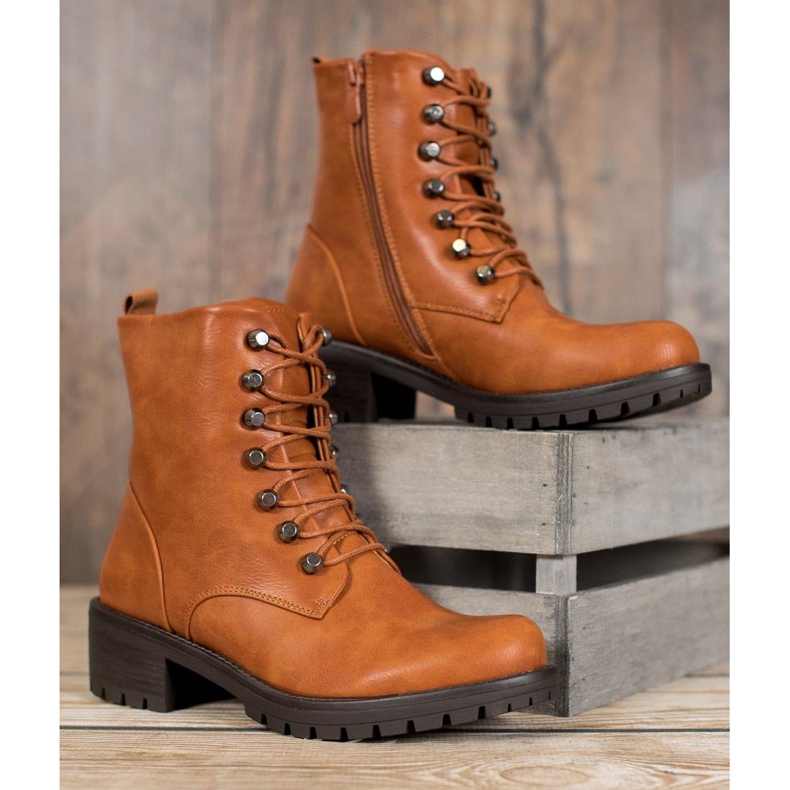 Kayla Travailleurs de la roche avec du cuir écologique brun 1