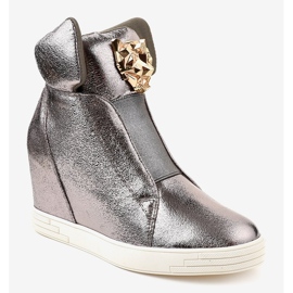 Baskets argentées sur le talon compensé jaguar KLS-105-4 gris 1 Baskets argentées sur le talon compensé jaguar KLS-105-4 gris 1