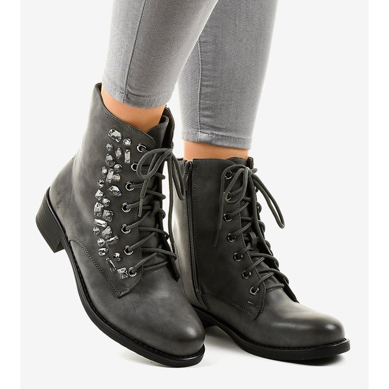 Bottines plates grises à pierres 0-268 2 Bottines plates grises à pierres 0-268 2