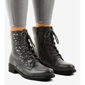 Bottines plates grises à pierres 0-268 1 Bottines plates grises à pierres 0-268 1