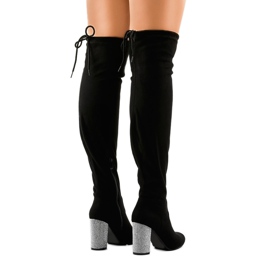 Boots en daim noir sur poteau décoré BM150 le noir 3