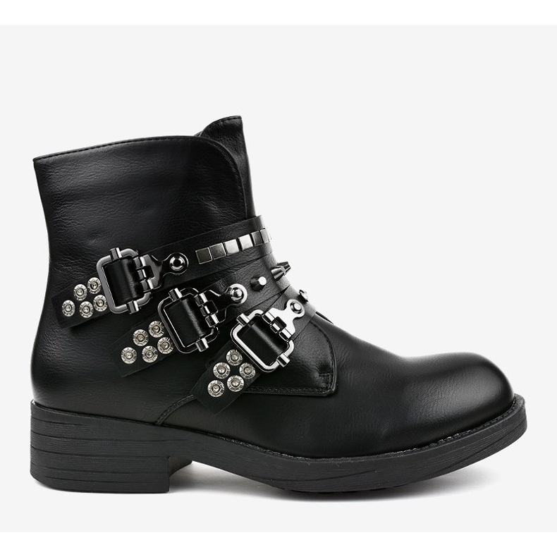 Bottines plates noires à boucles Y225 2