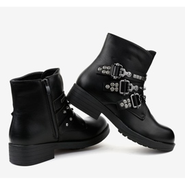 Bottines plates noires à boucles Y225 le noir 3