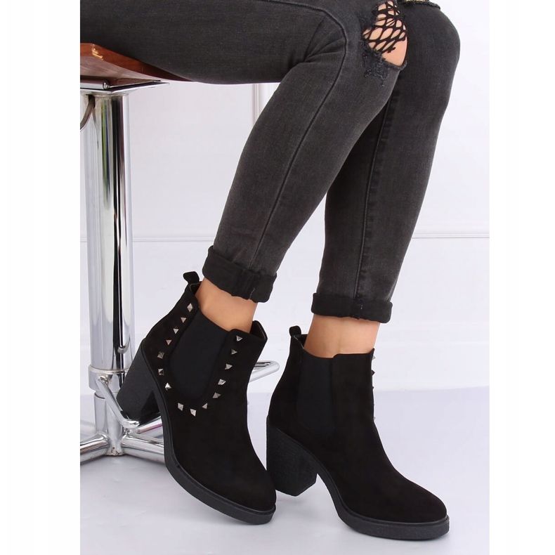 Bottines noires à talons larges H8-85 Noir 2