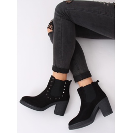 Bottines noires à talons larges H8-85 Noir 1