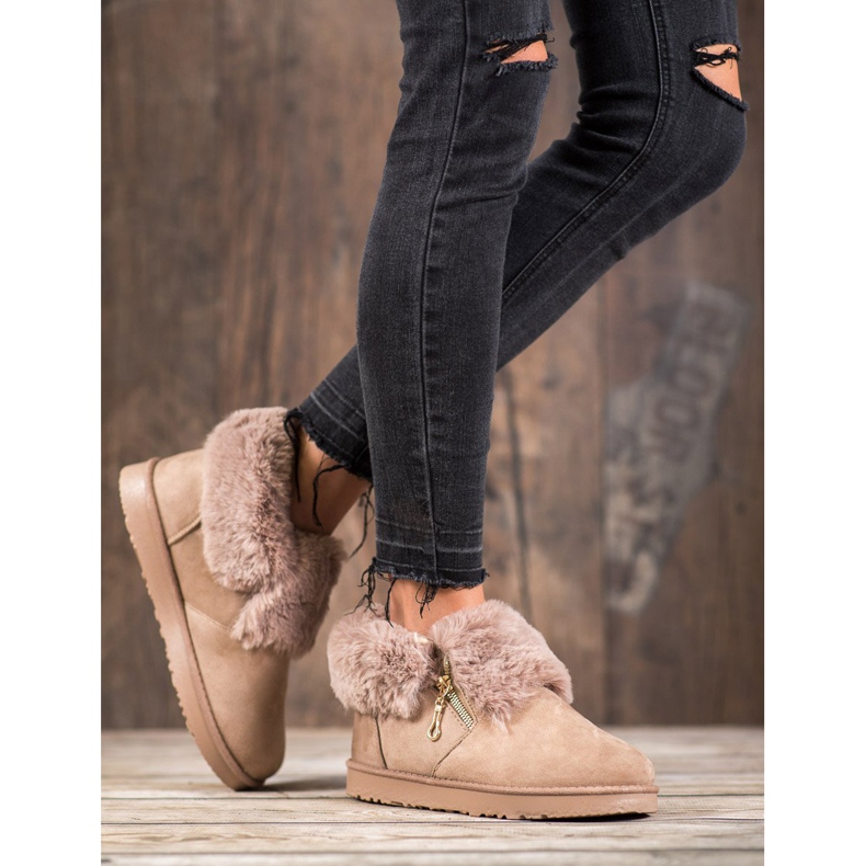 Kylie Bas Mukluki Avec Fourrure brun 1