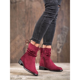 Flyfor Bottines en daim sur talon plat rouge 5
