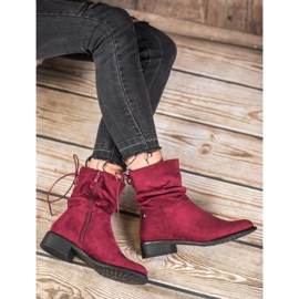 Flyfor Bottines en daim sur talon plat rouge 1